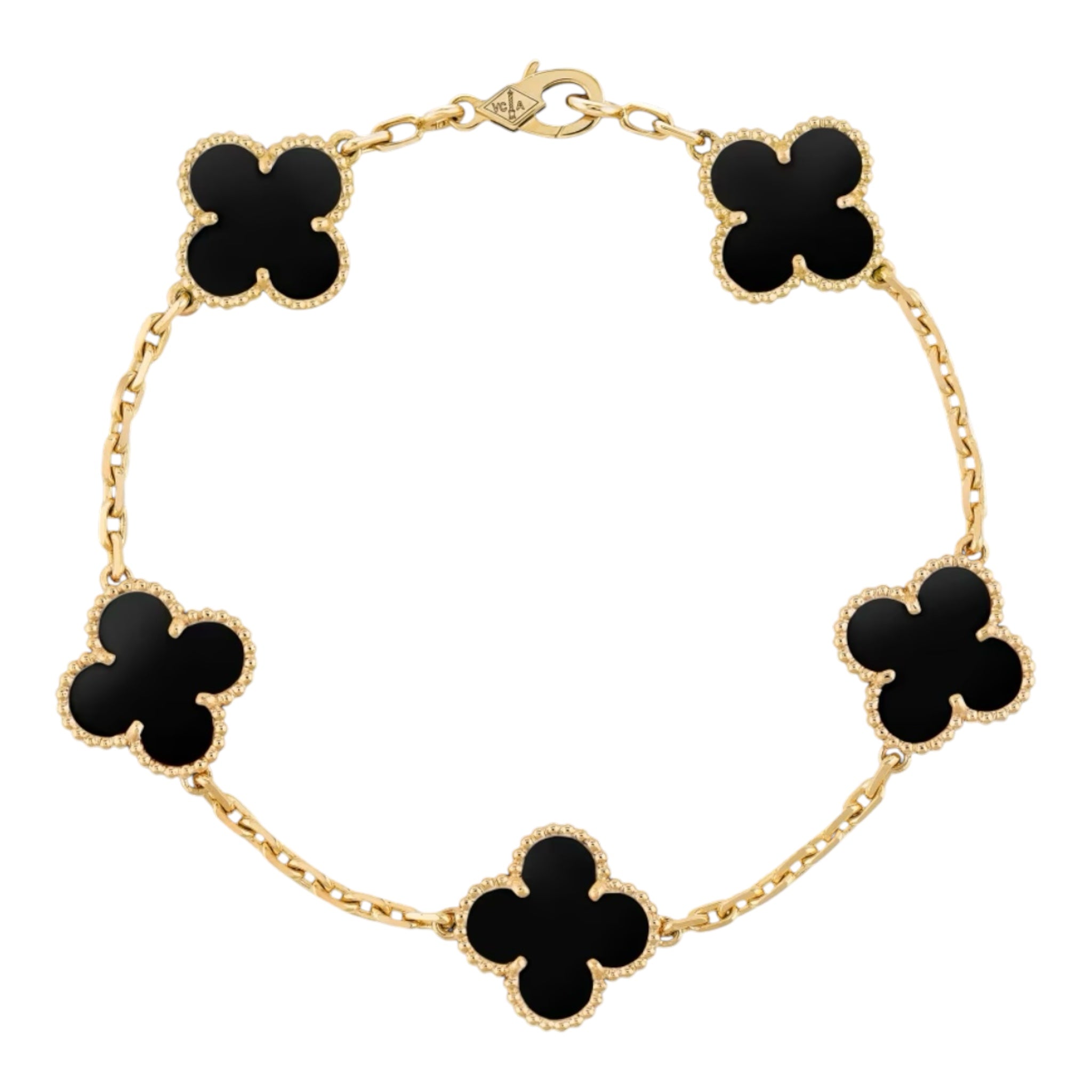 Bracelet Trèfles Noir Dorée
