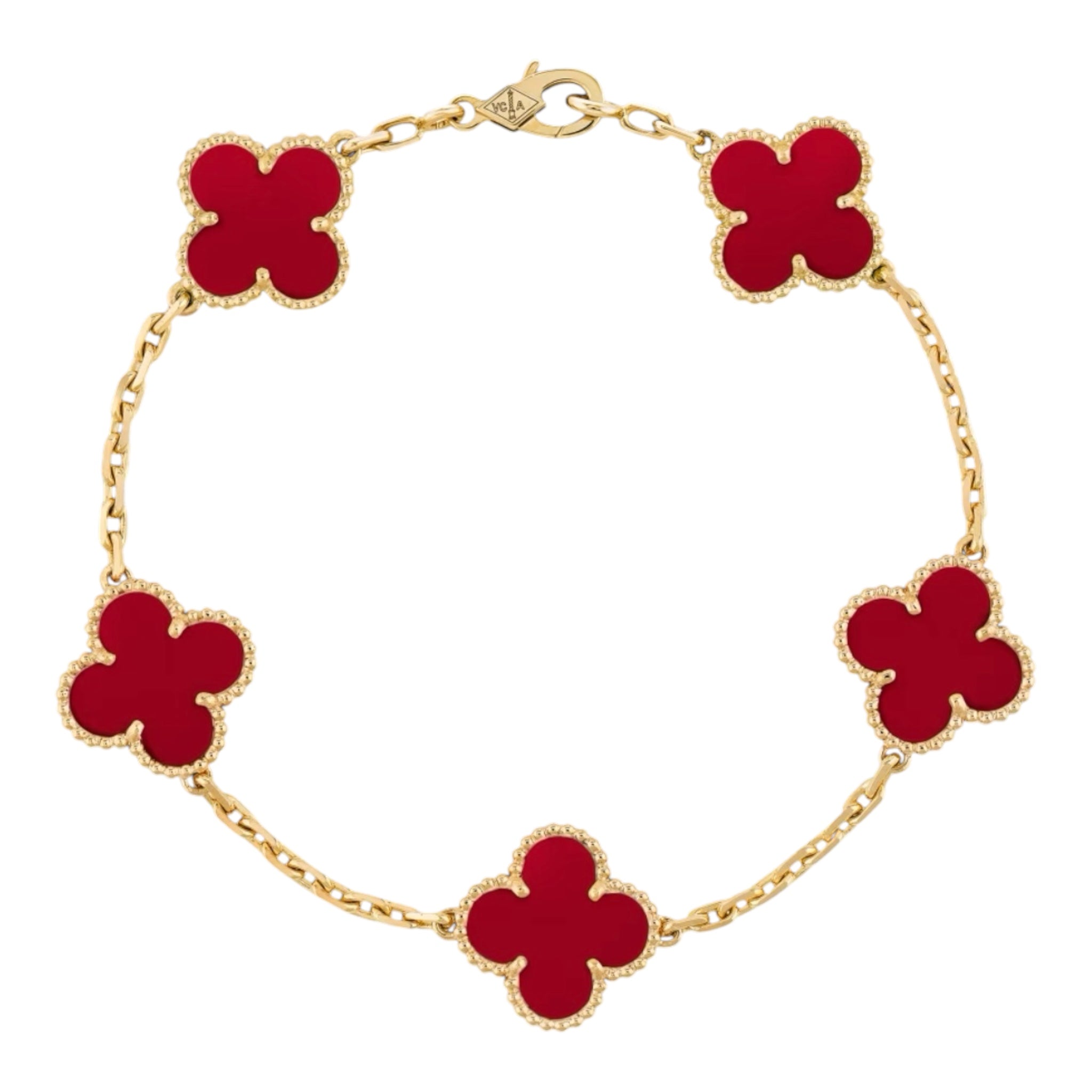 Bracelet Trèfles Rouge Doré