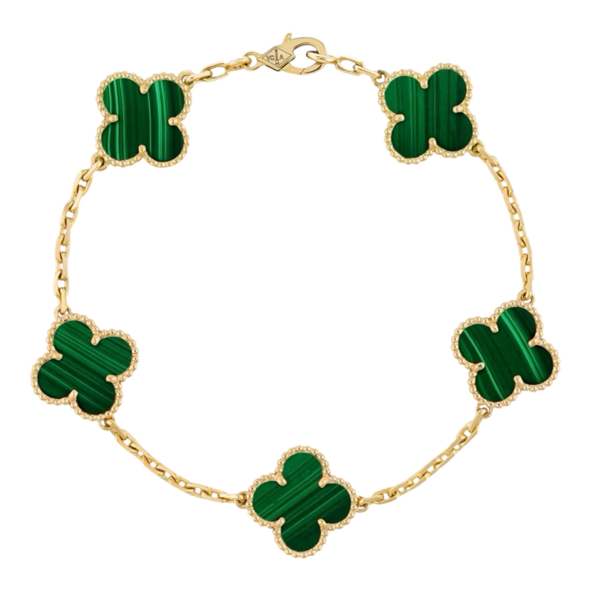 Bracelet Trèfles Vert Doré
