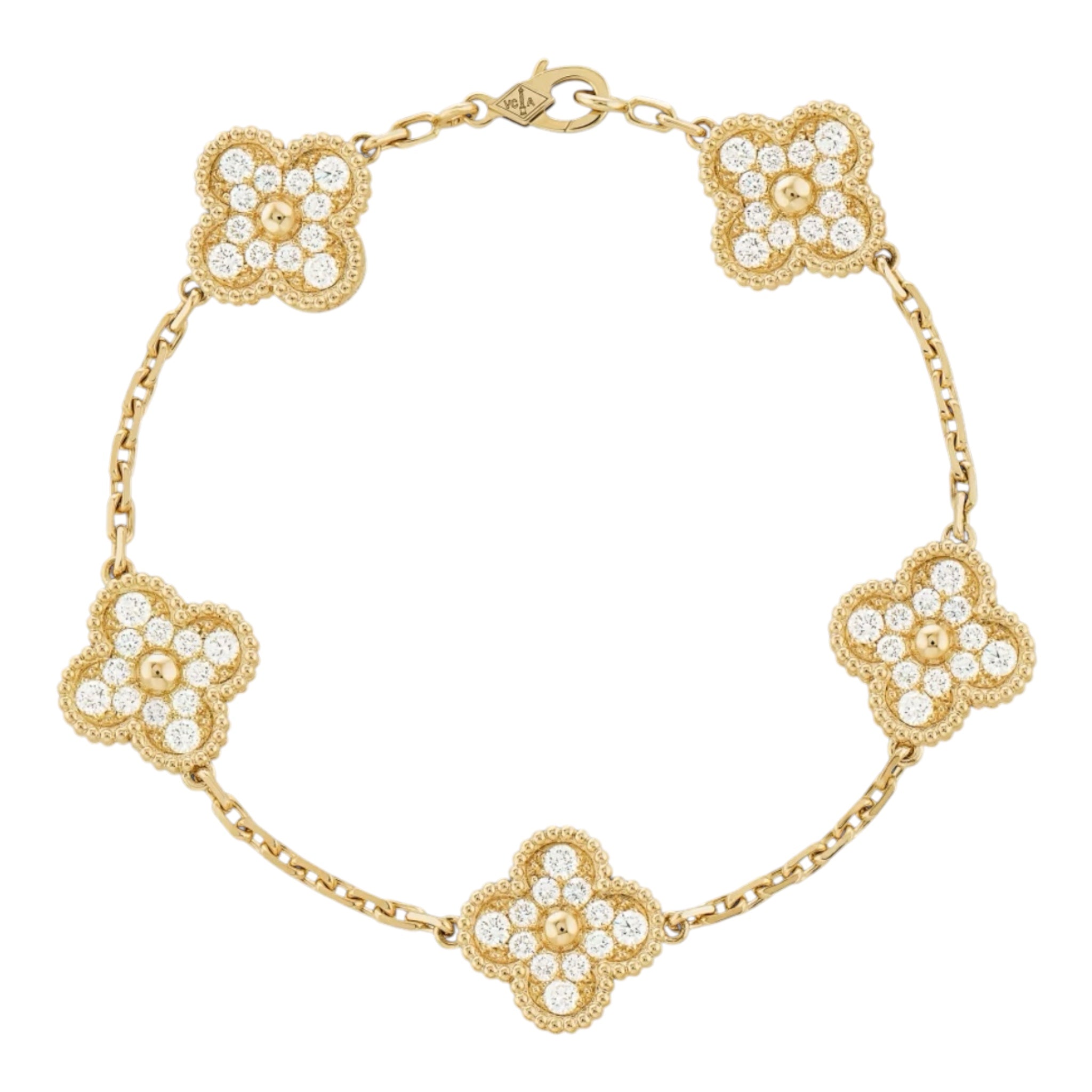 Bracelet Trèfles Diamant Doré