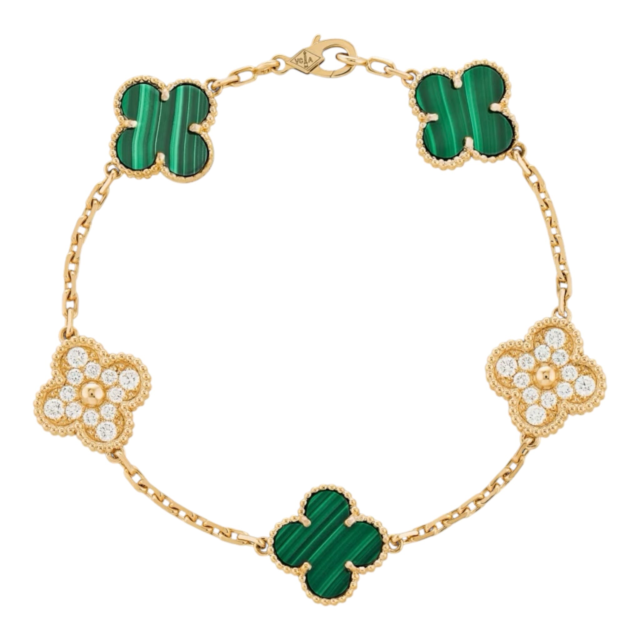Bracelet Trèfles Vert Doré