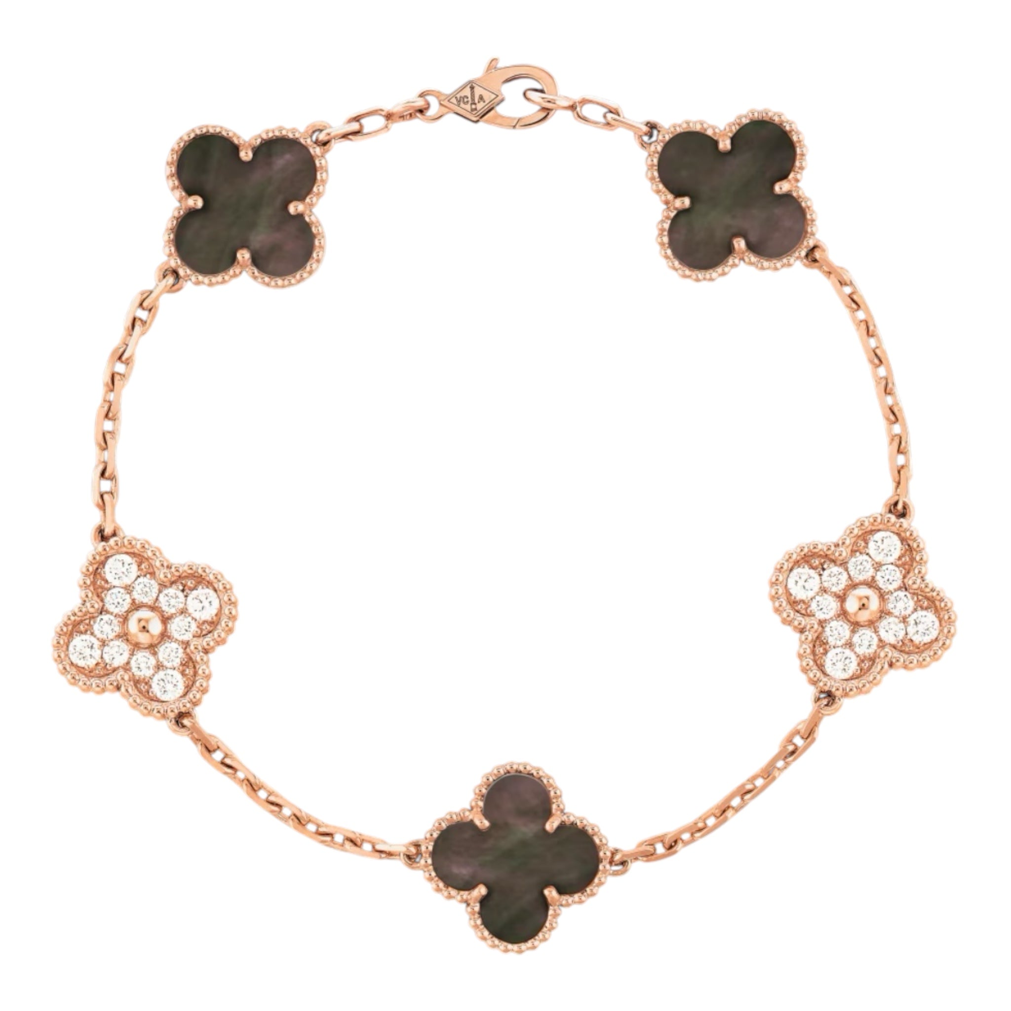 Bracelet Trèfles Marron Doré