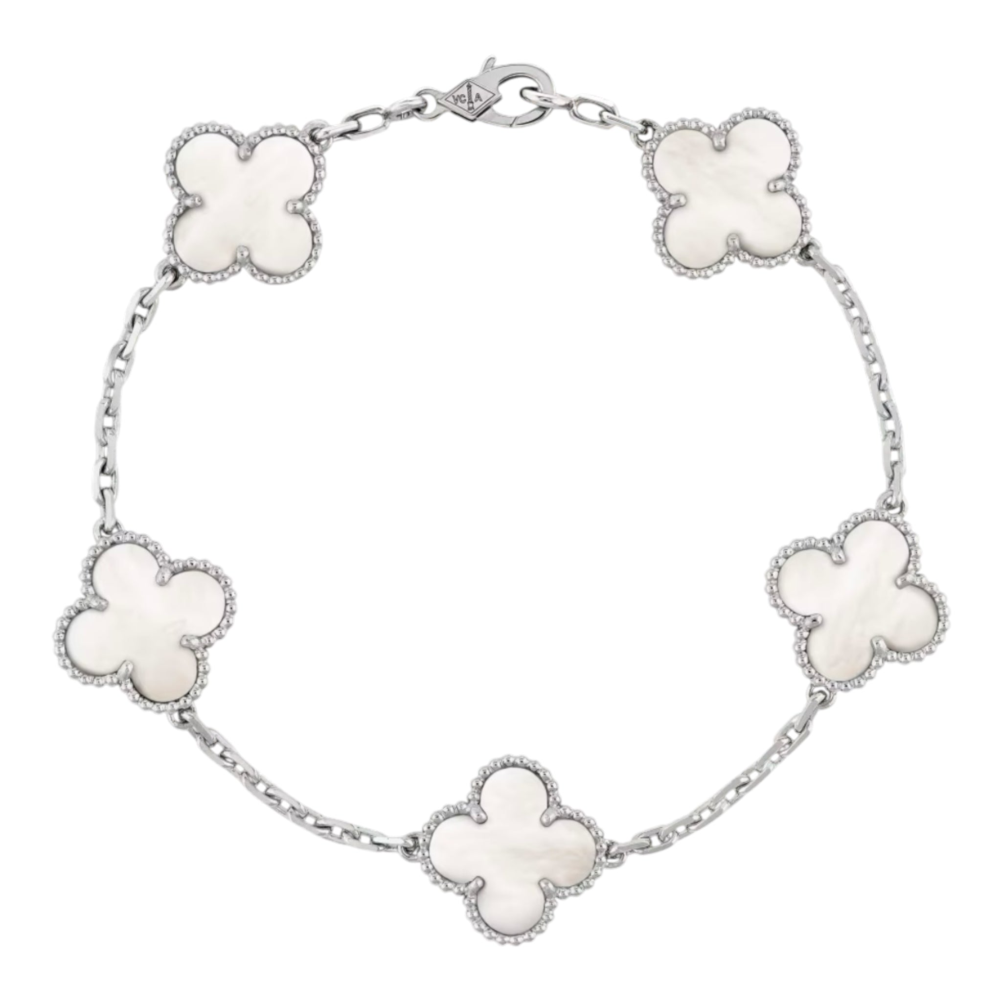 Bracelet Trèfles Blanc Argenté