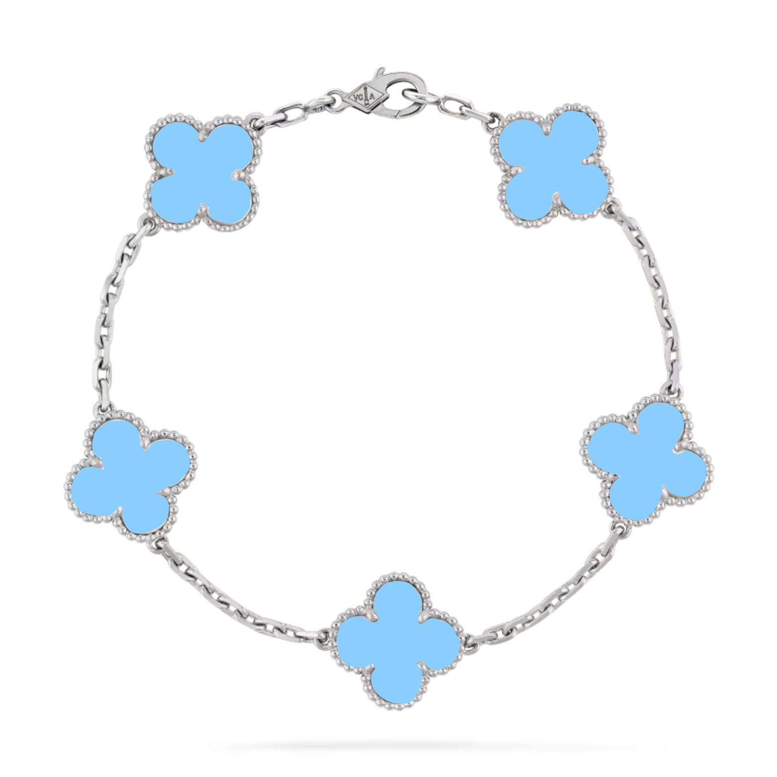 Bracelet Trèfles Bleu Argenté