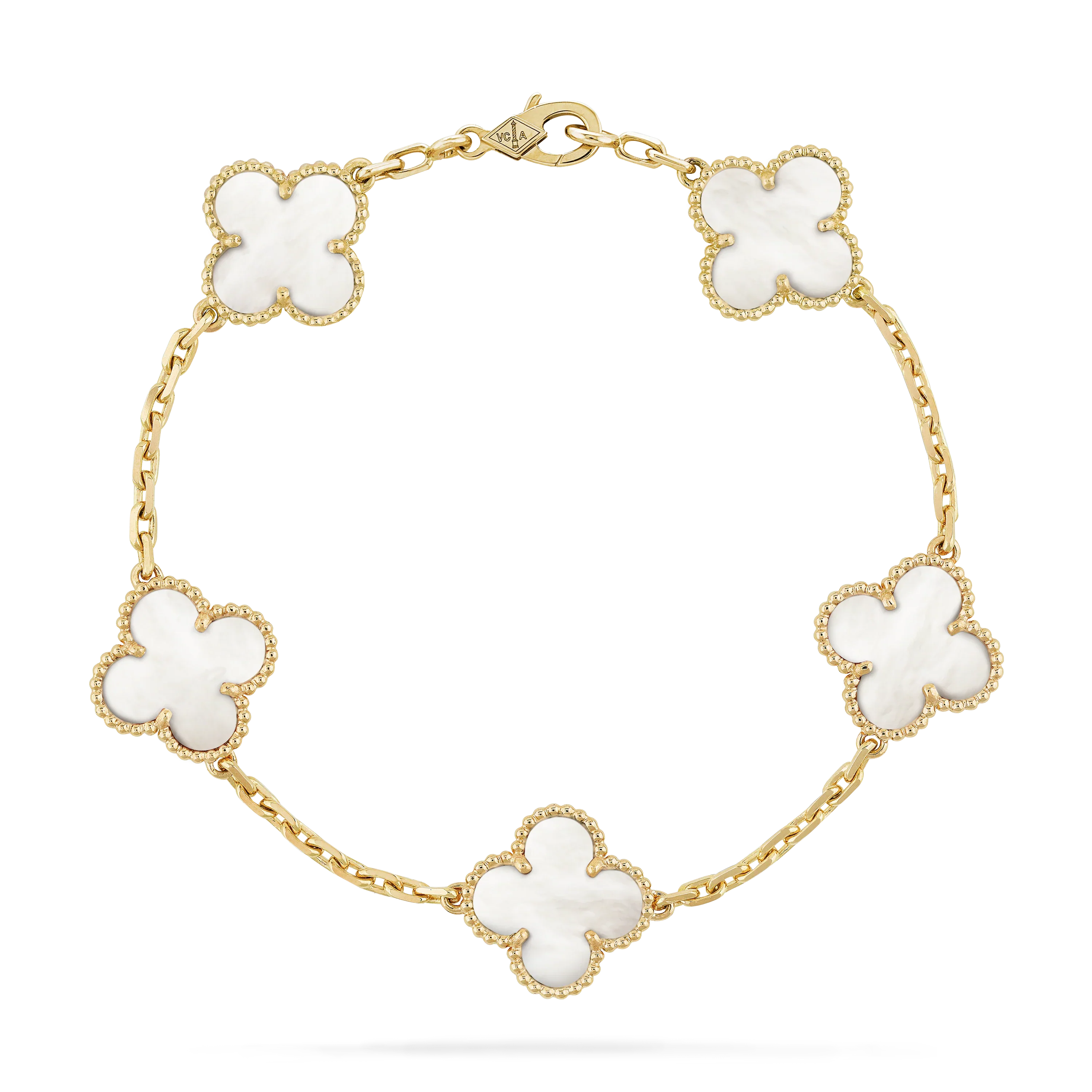 Bracelet Trèfles Blanc Dorée