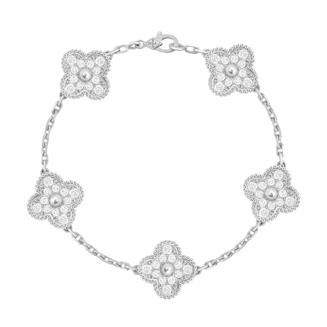 Bracelet Trèfles Diamant Argenté